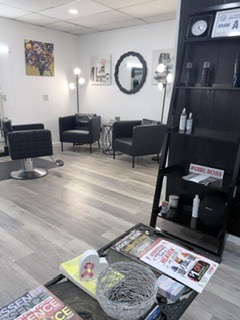 Salon lounge and styling station